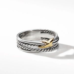 David Yurman X Crossover Band Ring in Sterling Silver with 18K Yellow Gold